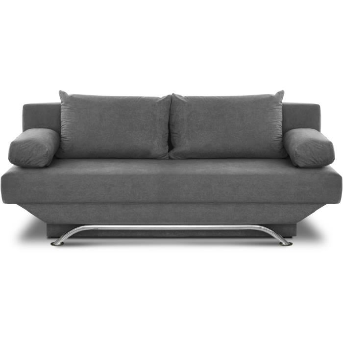 Banquette convertible TEIJO 3 places - Tissu gris - Contemporain - L187 x P 91 x H 82 cm