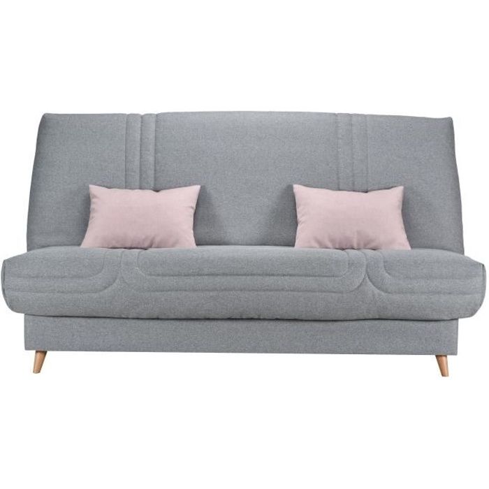 BULTEX Clic clac MONA 3 places - Tissu gris - L 192 x P 95 x H 101