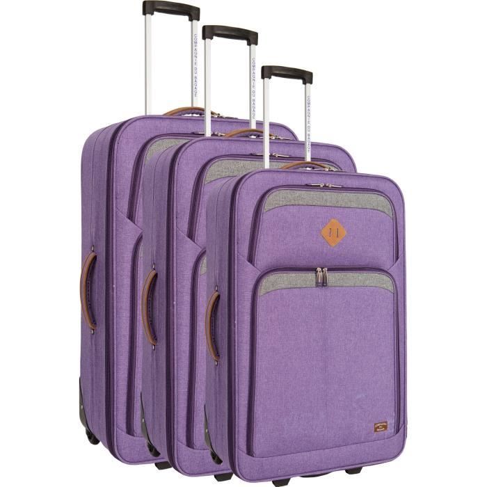 COMPAGNIE DU BAGAGE - Lot de 3 valises 51/61/71cm - Parme