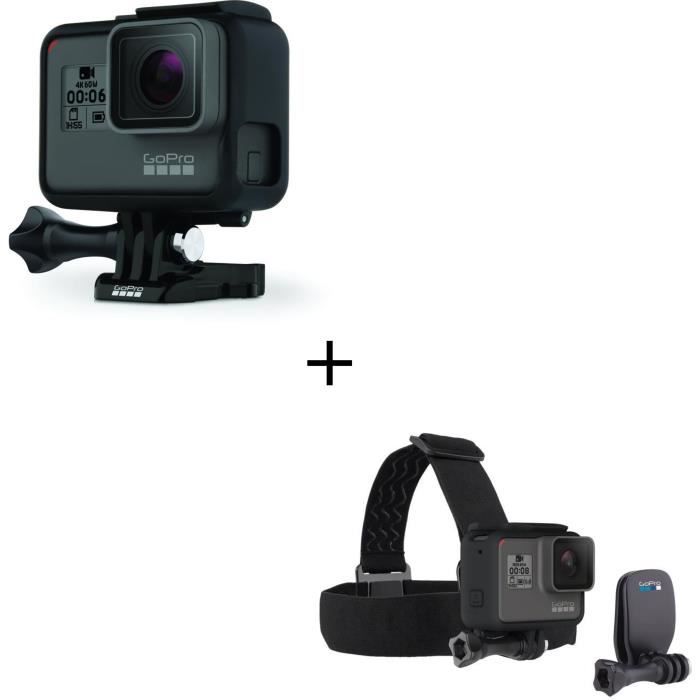 GOPRO HERO 6 BLACK Caméra de sport 4K60 - 12 MP - Wi-Fi - Bluetooth - Commandes vocales - Étanche jusqu'à 10m sans boîtier + Bandeau