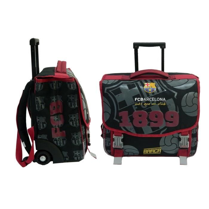 FC BARCELONE Cartable à Roulette - 2 Compartiments - Primaire / Collège - 41 cm - Bleu et noir - Enfant Garçon