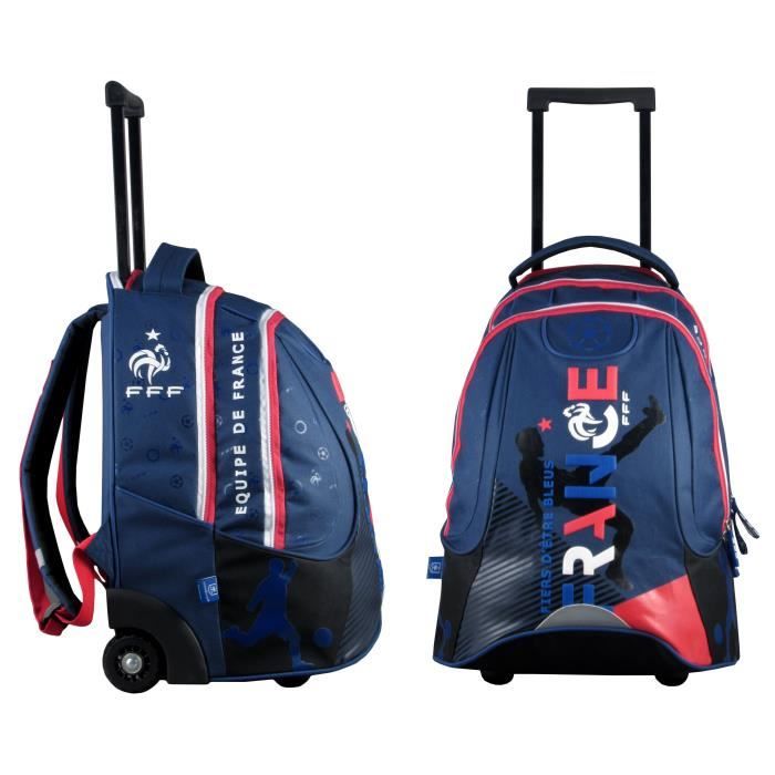FÉDÉRATION FRANÇAISE DE FOOTBALL Sac à Dos à Roulette - 2 Compartiments - Primaire / Collège - 47 cm - Bleu - Enfant Garçon