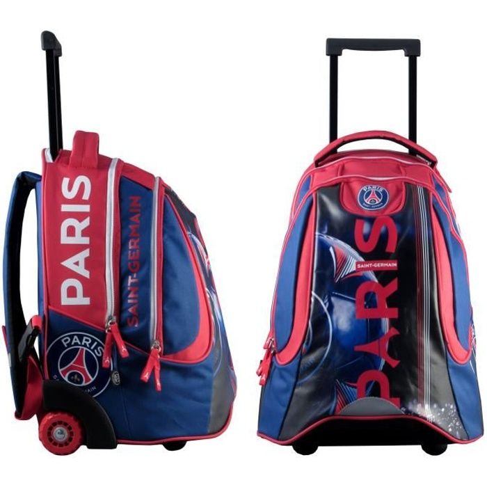 PARIS SG Sac à Dos Roulette - 2 Compartiments - Primaire / Collège - 47 cm - Bleu - Enfant Garçon