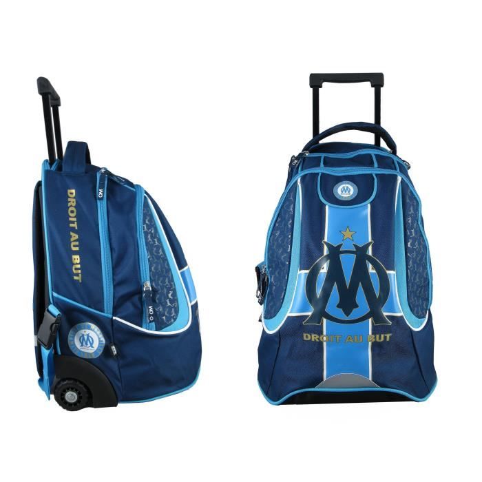 OLYMPIQUE DE MARSEILLE Sac à Dos à Roulette - 2 Compartiments - Primaire / Collège - 47 cm - Bleu - Enfant Garçon