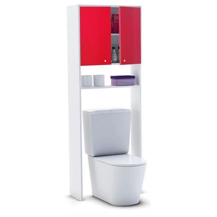 CORAIL Meuble WC ou machine a laver L 63 cm - Rouge brillant