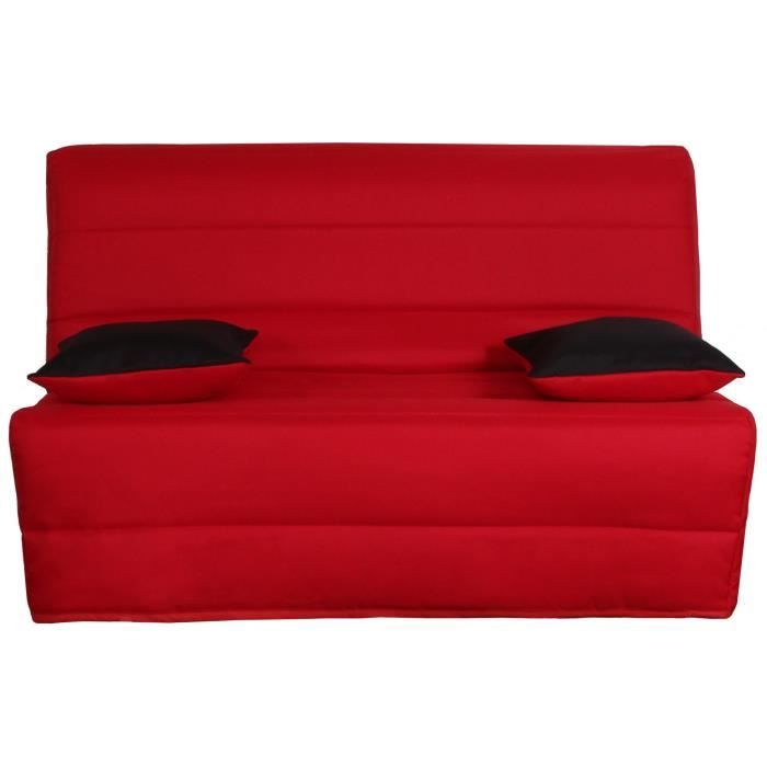 LIOM Banquette BZ 3 places - Tissu rouge - Made in France - L 142 x P 96 cm