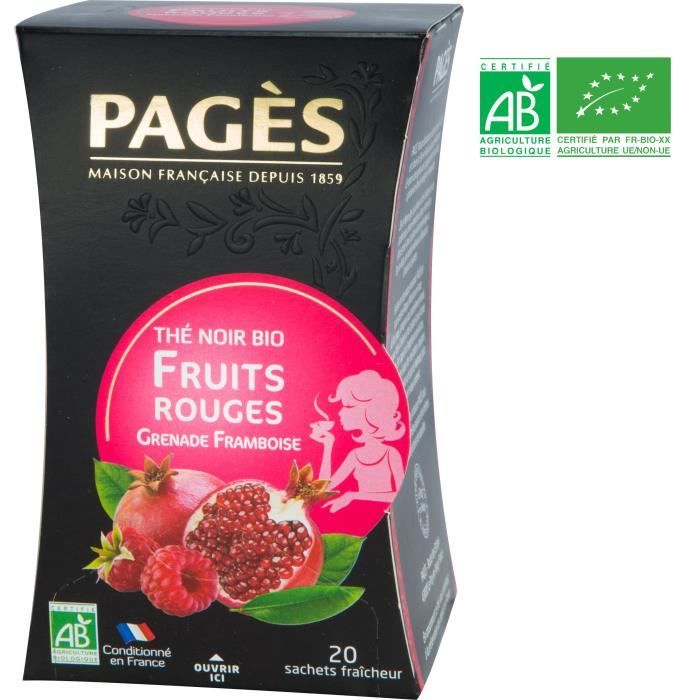 PAGES Thé Noir Fruits Rouges, Grenade, Framboise - Bio