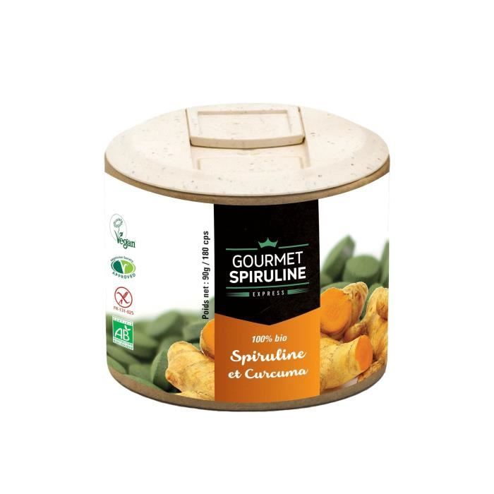 GOURMET SPIRULINE 180 comprimés Spiruline-Curcuma Bio - 90 g
