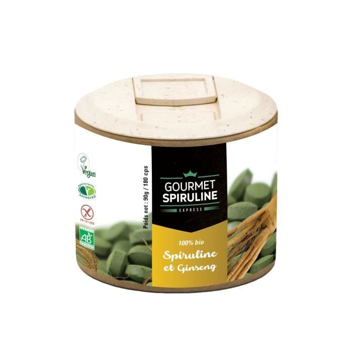 GOURMET SPIRULINE 180 comprimés Spiruline-Ginseng Bio - 90 g