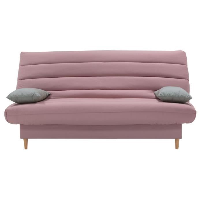 LIV Banquette clic clac 3 places - Tissu rose - Slyle scandinave - L 190 x P92 cm