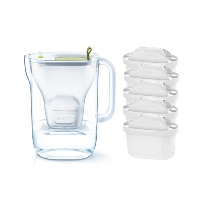 Pack BRITA Carafe filtrante STYLE Vert + 5 Cartouches de rechange