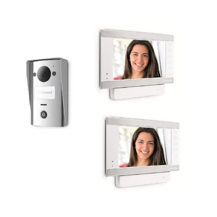 THOMSON Visiophone couleur 2 fils Smart 7 pouces avec 2 moniteurs et mémorisation des visiteurs