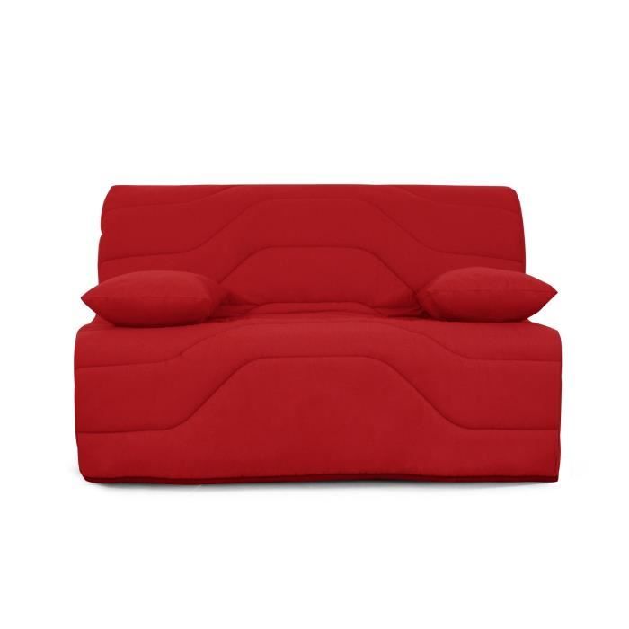 MOLY Banquette BZ 3 places - Matelas DUNLOPILLO - L 138 x P 100 cm - Tissu griotte
