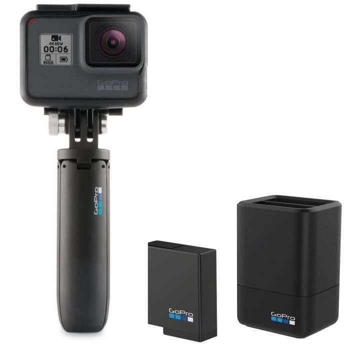 GOPRO Chargeur de batterie double et batterie + SHORTY Mini-perche extensible et trépied