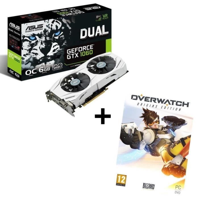 Pack ASUS Carte graphique GeForce® GTX 1060 DUAL O6G 6Go GDDR5 + Jeu PC Overwatch Edition Origins