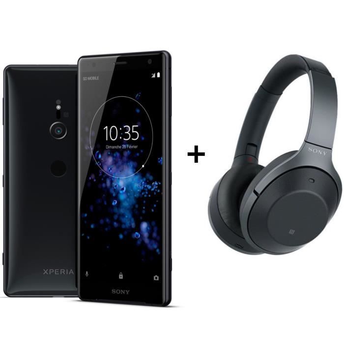 Sony Xperia XZ2 Dual SIM Noir + Sony WH-1000XM2 Casque sans fil Bluetooth NFC