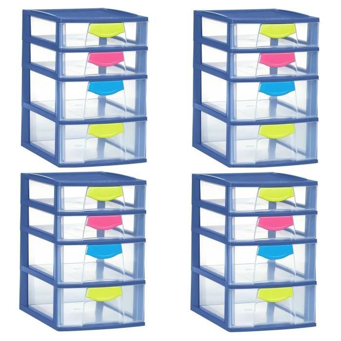 ALLIBERT Lot de 4 tours de rangement Scoop 4 tiroirs 2x1,75L et 2x2,75L