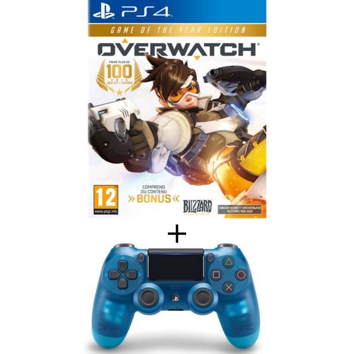Pack Overwatch Goty Edition Jeu PS4 + Manette DualShock 4 Crystal Blue