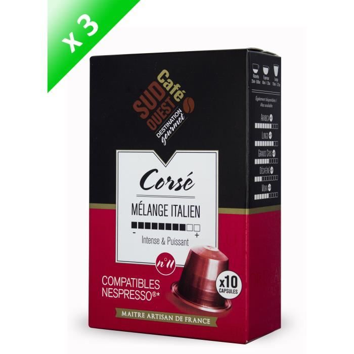 30 capsules SUD OUEST CAFE Cafés Corsé n°11