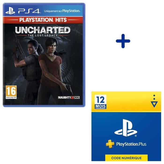 Pack PlayStation : Uncharted: The Lost Legacy PlayStation Hits + Abonnement 12 Mois PlayStation Plus