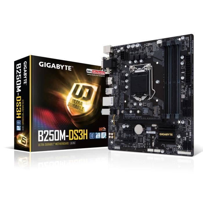 Gigabyte Carte mere GA B250M DS3H Socket LGA 1151 DDR4 2400 Hz 64 Go