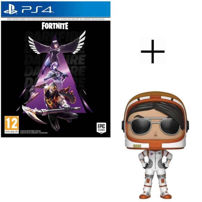 Pack Fortnite : Pack Feu Obscur Jeu PS4 + Figurine Funko Pop! Fortnite - Moonwalker