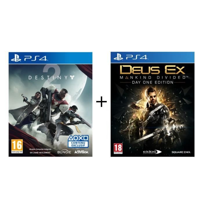 Pack 2 jeux PS4: Destiny 2 + Deus Ex Manking Divided Day One Edition