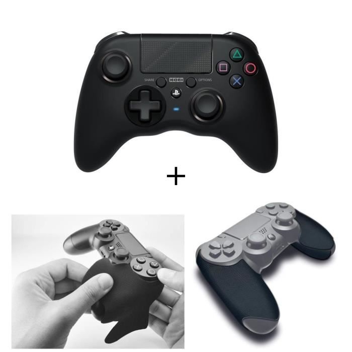 Manette Onyx pour PS4 + Grips Steelplay noirs pour manette PS4
