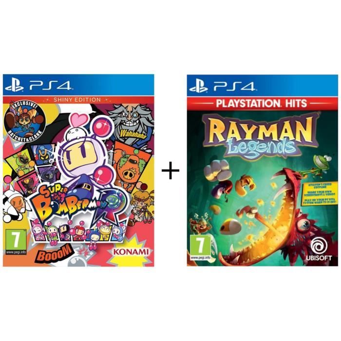 Pack 2 jeux Kids PS4 : Super Bomberman R: Shiny Edition + Rayman Legends Playstation HITS