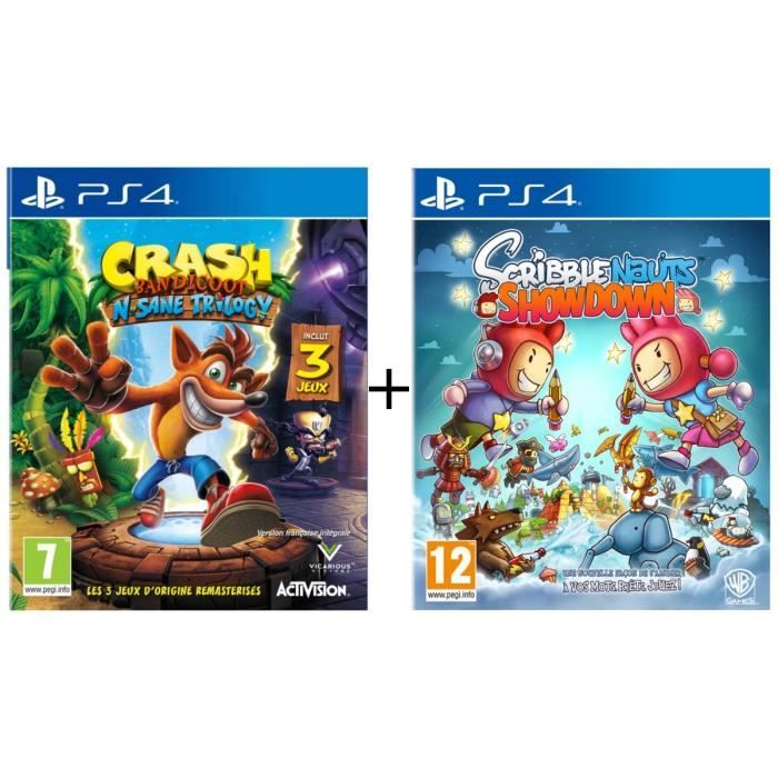 Pack 2 jeux Kids PS4 : Crash Bandicoot N-SANE Trilogy + Scribblenauts Showdown