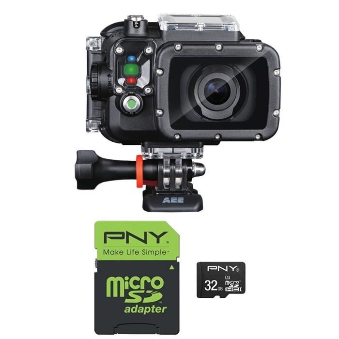 PNJ CAM AEE S60 Caméra de sport Full HD + PNY arte Mémoire Micro SDHC 32 Go