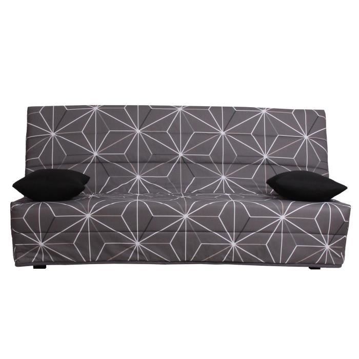SPLOT Banquette clic clac 3 places - Tissu motif Saka - Made in France - L 190 x P 95 cm