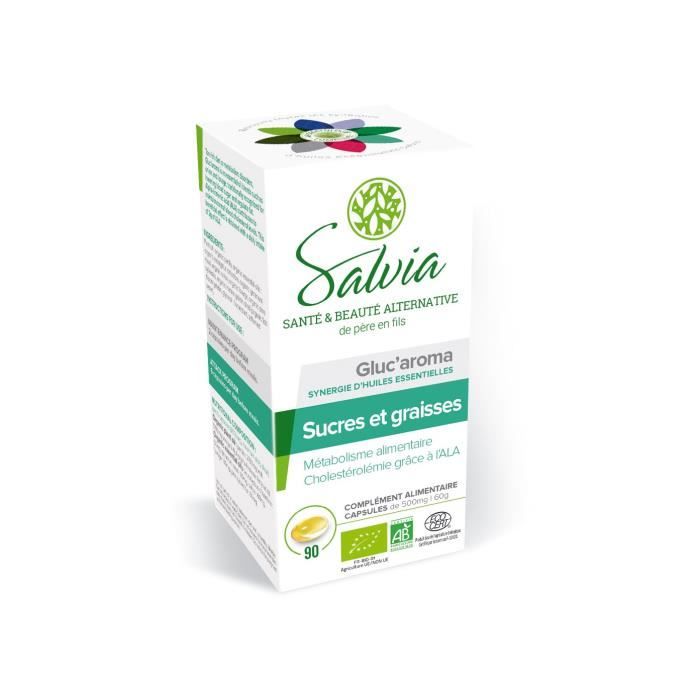SALVIA Boîte de 90 capsules de Gluc'aroma - Certifié bio - 500 mg