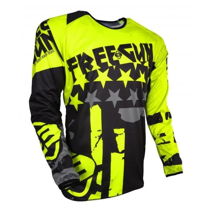 FREEGUN Maillot cross USA - Enfant - Noir et jaune