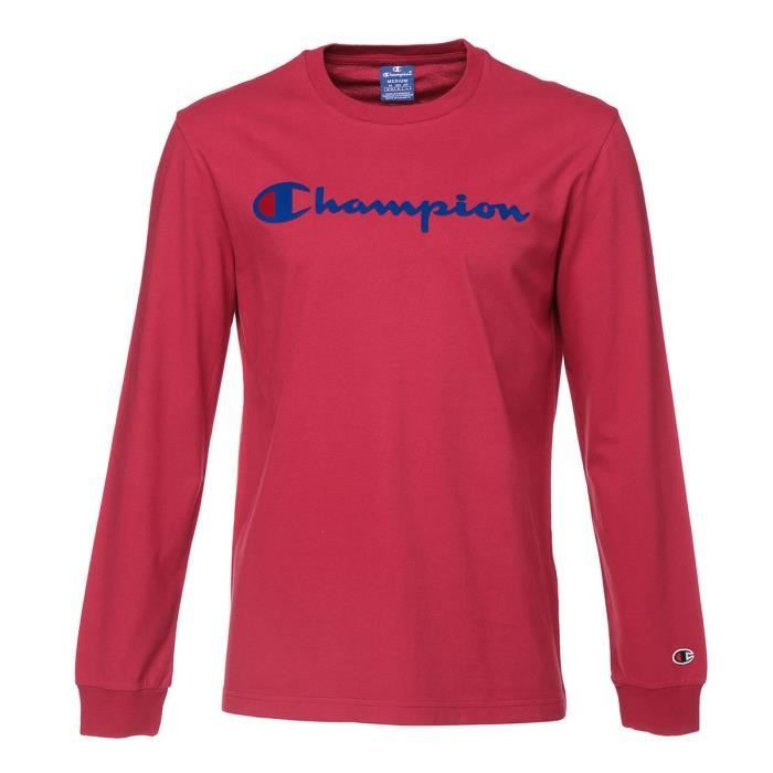 CHAMPION T-shirt manches longues - Homme - Rouge bordeaux