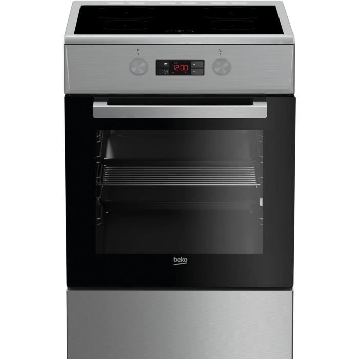 BEKO FSE58300SCS - Cuisinière table induction - 3 zones - Four électrique - Catalyse - 60 L - A - L 50 x H 85 cm - Silver