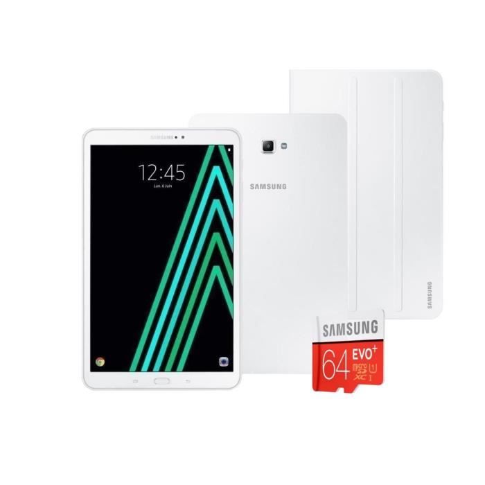 Pack SAMSUNG Galaxy Tab A6 SM-T580NZWAXEF - 10,1'' WUXGA - RAM 2Go - Android 6.0 - Octo Core - ROM 16Go - WiFi + Cover + Micro SD