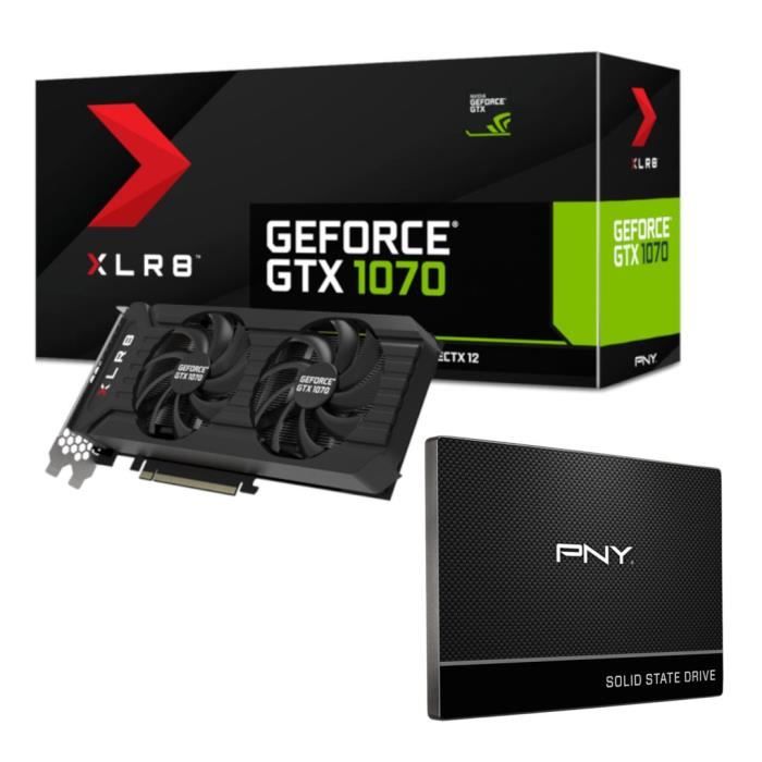 PNY Carte graphique GeForce GTX 1070 XLR8 OC Gaming - 8Go - GDDR5 + Disque dur SSD CS900 Series - 120Go - SATA III 3.0