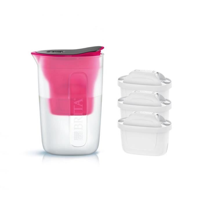 Pack BRITA Carafe filtrante FUN Rose + 3 Cartouches de rechange