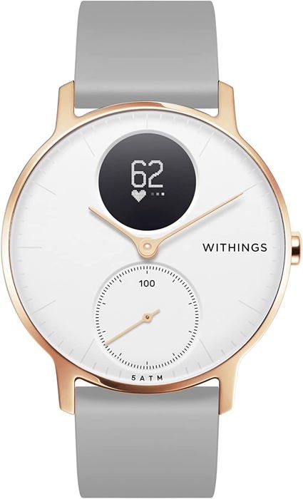 WITHINGS / NOKIA Steel HR 36mm Cadre Rose dorée fond blanc + Bracelet silicone gris
