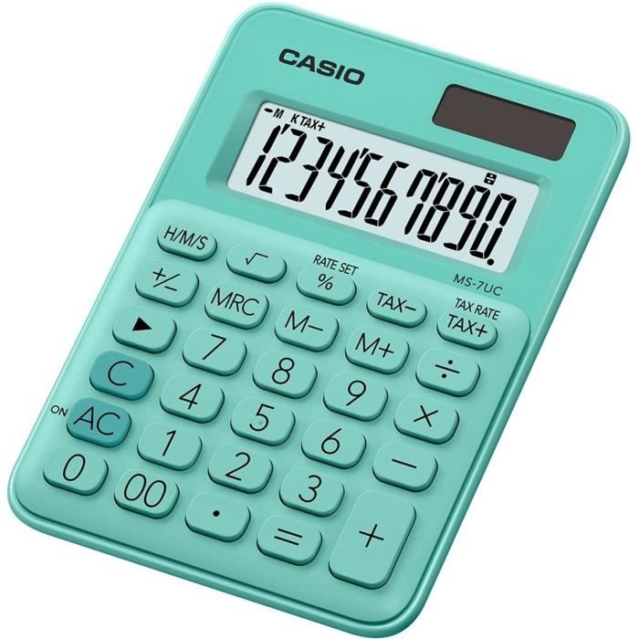 CASIO Calculatrice de bureau MS-7UC-GN-S-EC verte