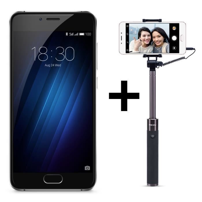Meizu U10 Noir 16 Go + Perche Selfie