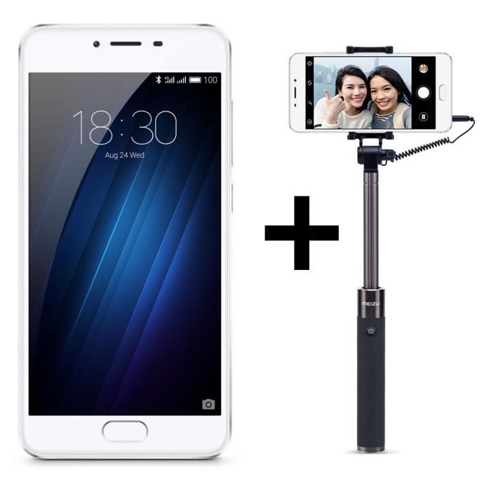 Meizu U10 Silver 16 Go + Perche Selfie
