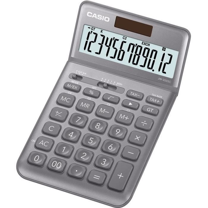 CASIO Calculatrice de poche JW-200SC-GY-S-EP grise