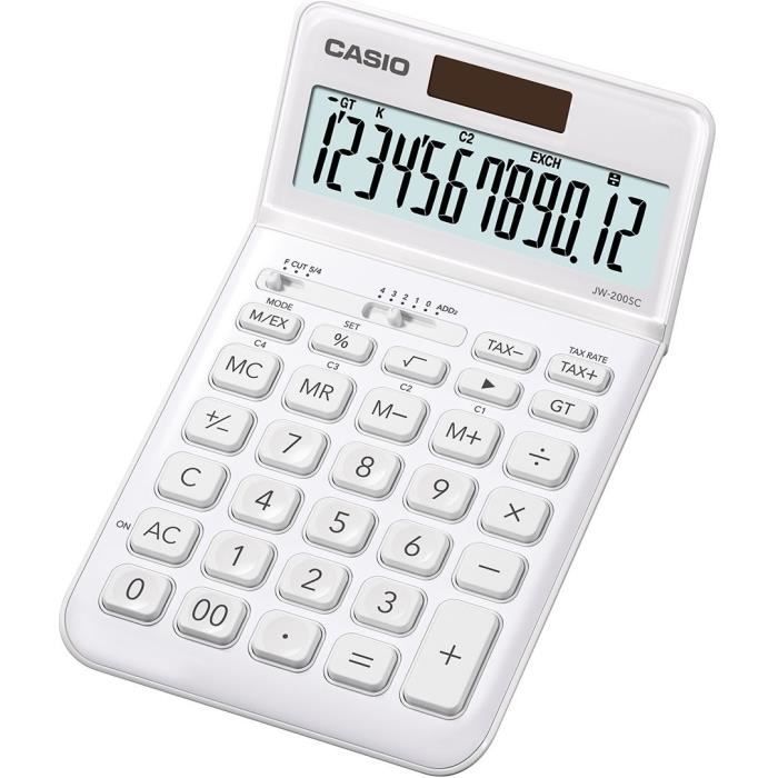 CASIO Calculatrice de poche JW-200SC-WE-S-EP blanche