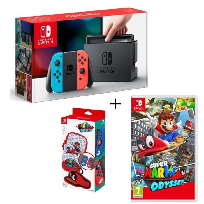Pack Nintendo Switch Néon + Super Mario Odyssey + accessoires Super Mario Odyssey