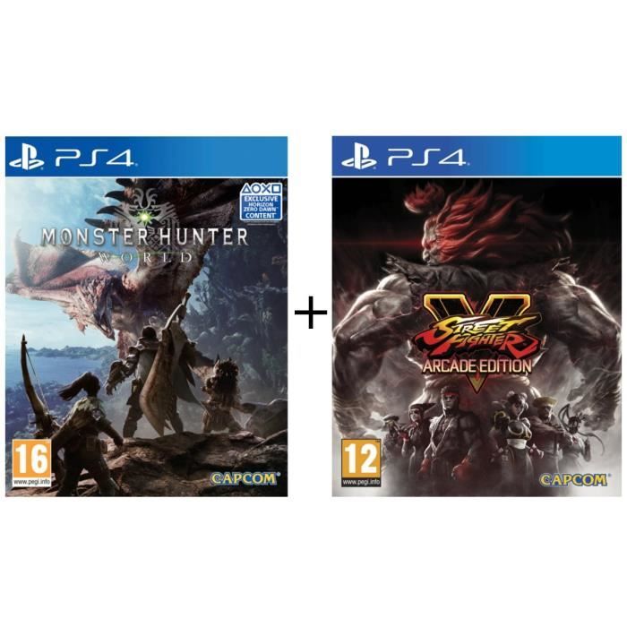 Pack Monster Hunter World + Street Fighter V Edition Arcade Jeux PS4