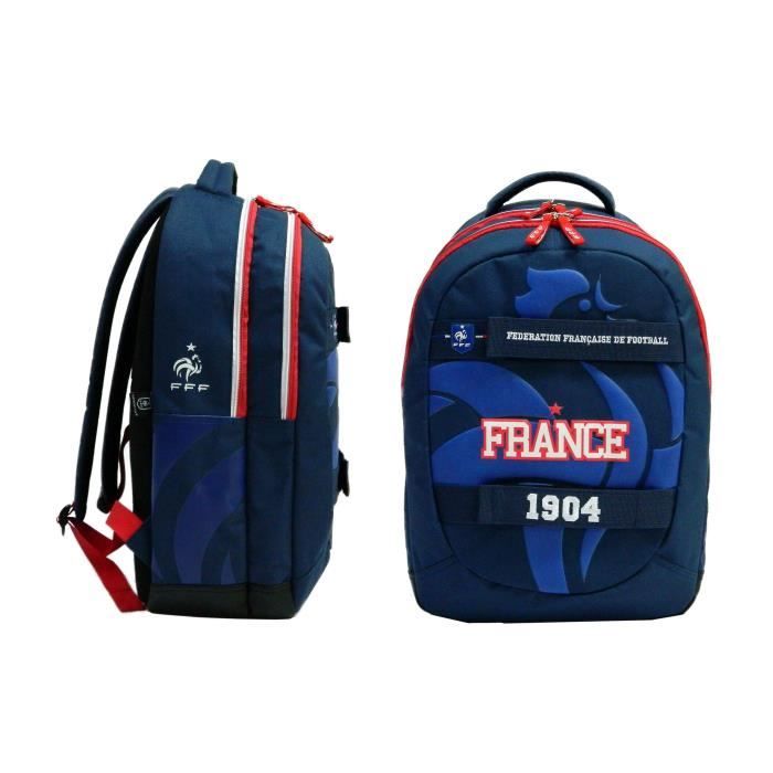 FÉDÉRATION FRANÇAISE DE FOOTBALL Sac à Dos - 2 Compartiments - Primaire / Collège - 45 cm - Bleu - Enfant Garçon