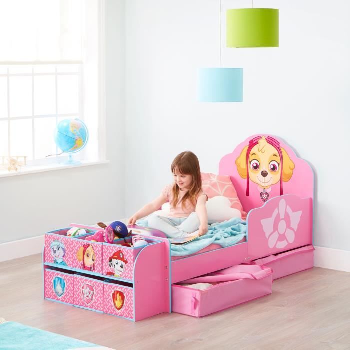 PAT'PATROUILLE Lit Enfant Complet Stella avec Rangement - Rose