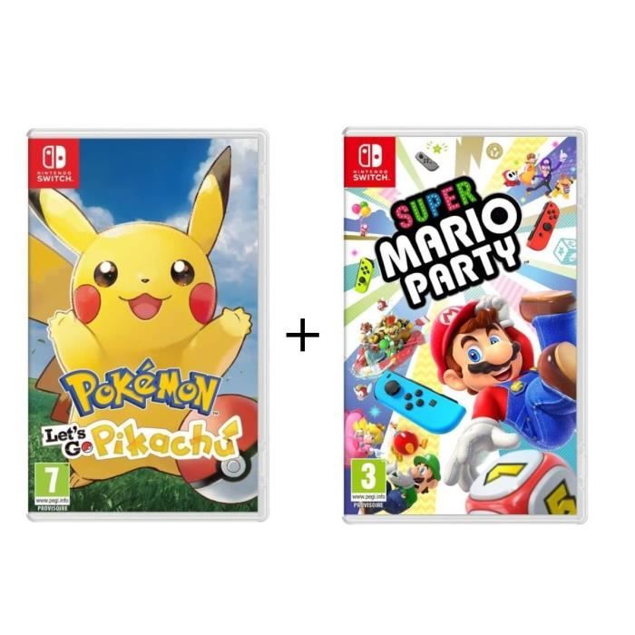 Pack 2 Jeux Nintendo Switch : Pokémon : Let's go, Pikachu + Super Mario Party